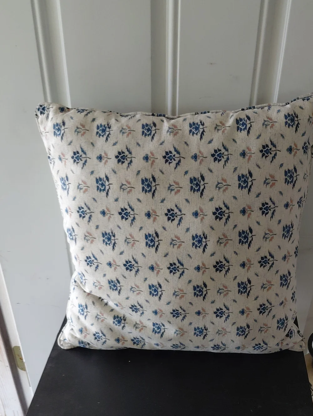 Pier 1 Cream Throw Pillow With Blue Floral Print